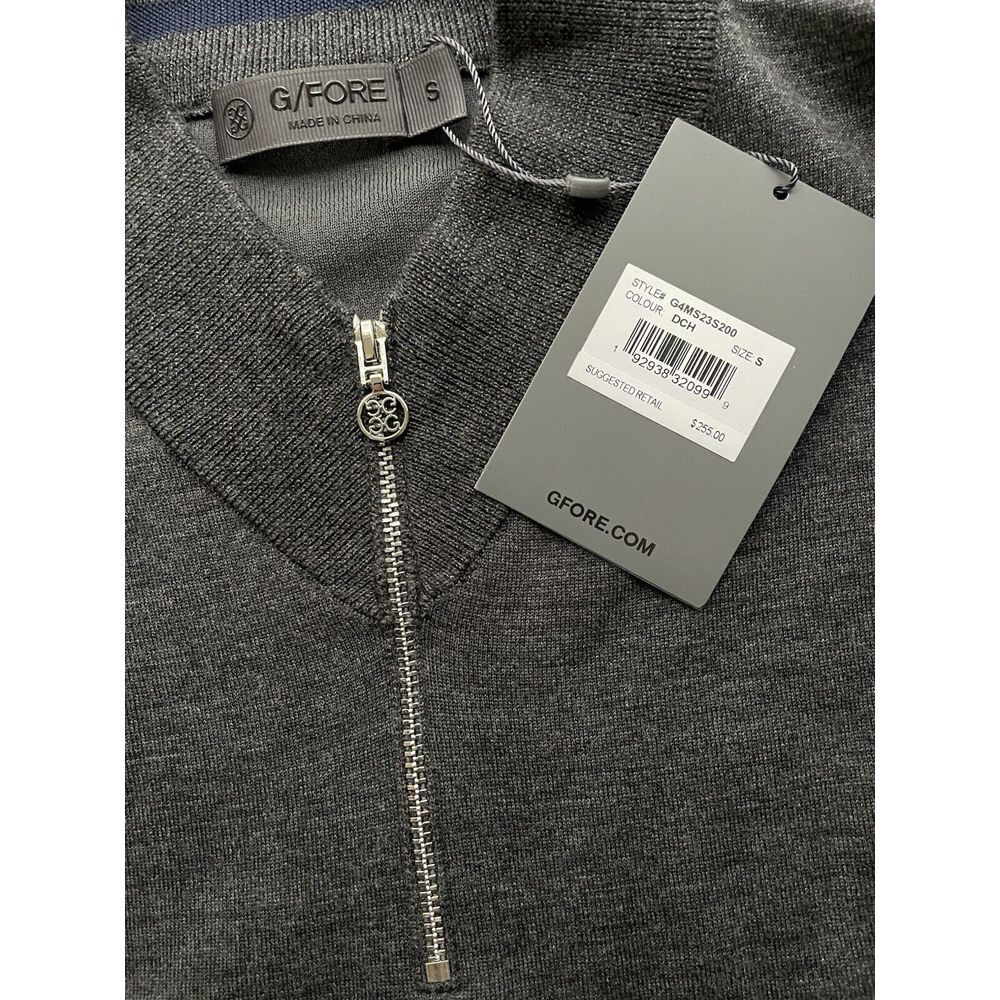 G/Fore G4 Golf Sweater‎ Sleeve Logo 1/4 Zip Small Charcoal Wool NWT MSRP $255 - Picture 5 of 6